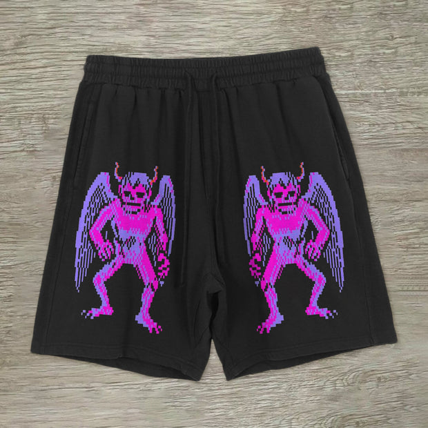 Street style personality devil print casual shorts