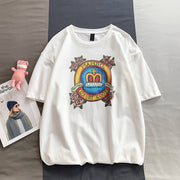 Retro round neck short sleeve street T-shirt