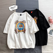 Retro round neck short sleeve street T-shirt