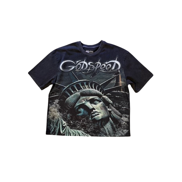 godspeed print short-sleeved T-shirt