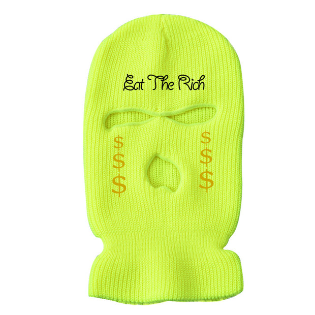 Personalized coin three-hole hat warm knitted hat
