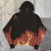 Personalized retro flame angel print hoodie