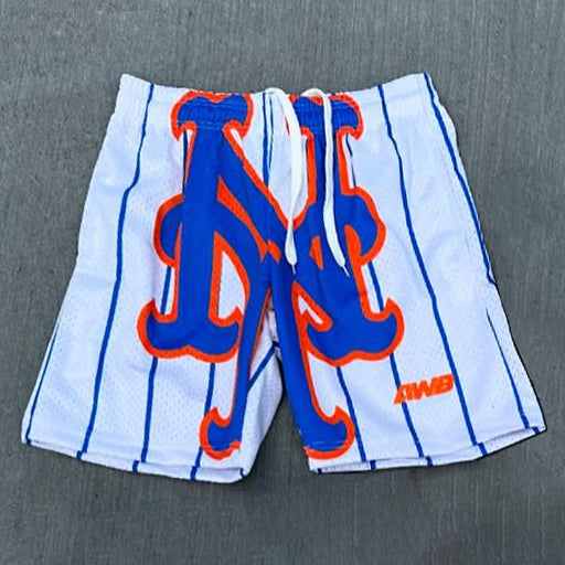 Fashion Word NY Print Mesh Drawstring Shorts