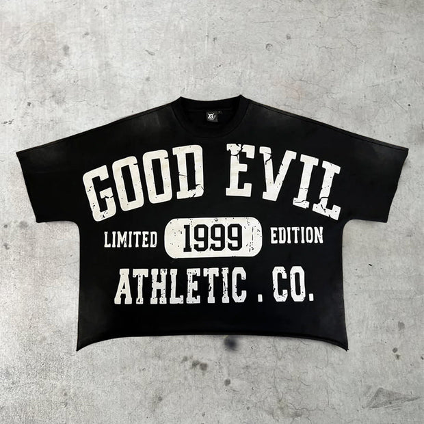 Street Retro Letter Print T-shirt