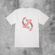 Marine fish fashion pink printed short-sleeved T-shirt