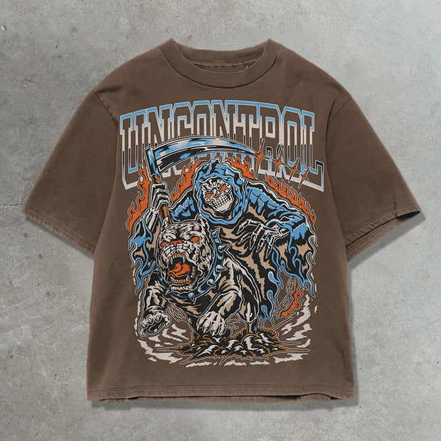 Death Bulldog Casual Street Vintage T-shirt