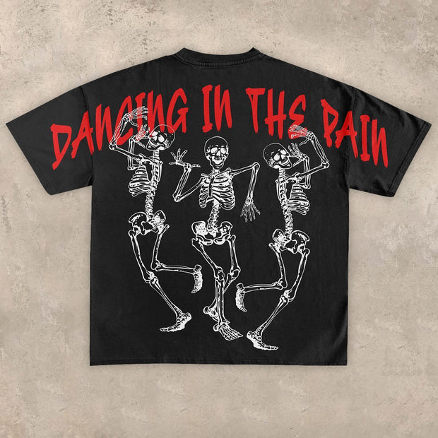 Fashion personality skull print short-sleeved T-shirt