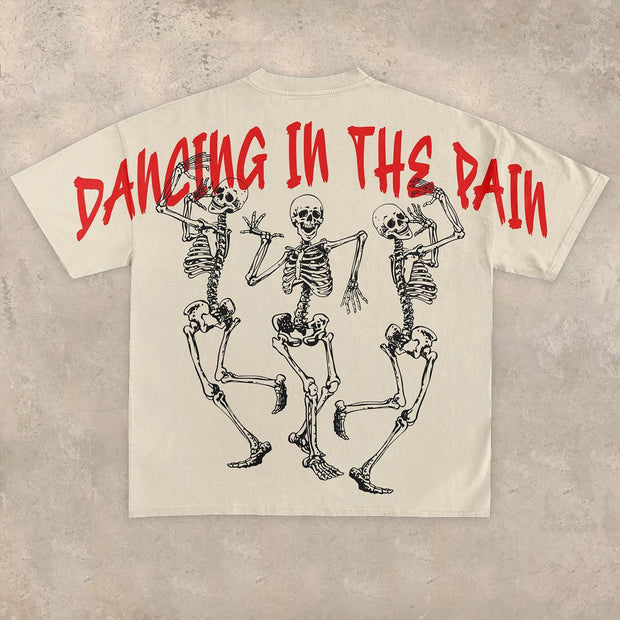Fashion personality skull print short-sleeved T-shirt