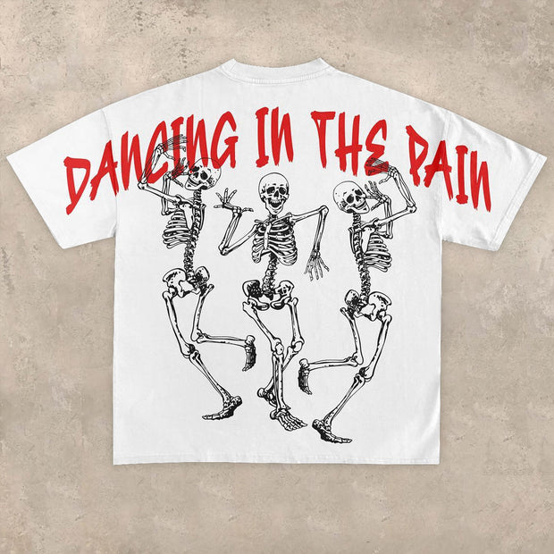 Fashion personality skull print short-sleeved T-shirt