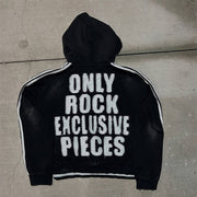 Fake Two Piece Vintage Graffiti Zip-Up Hoodie