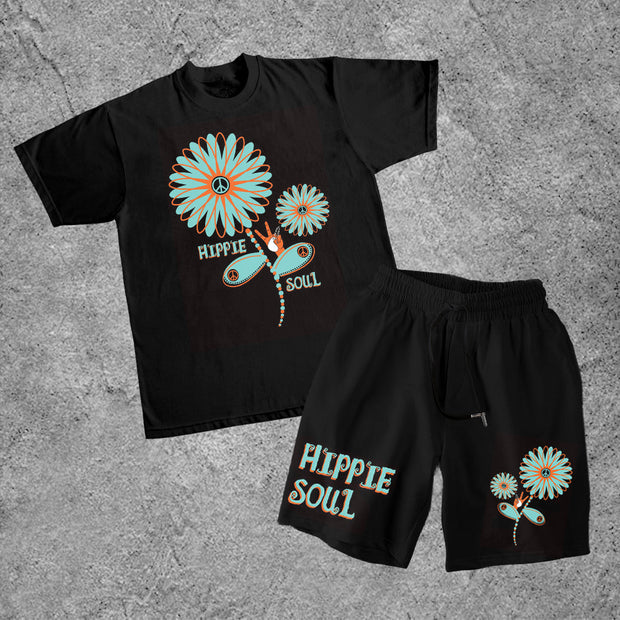 Street Fashion Fun Print Short Sleeve Two Piece