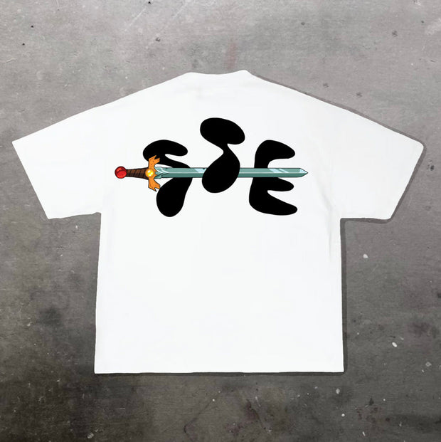 Cartoon Fashion Print Short Sleeve T-Shirt