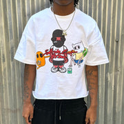Cartoon Fashion Print Short Sleeve T-Shirt