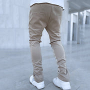 Slim-fit trousers with side pattern street slits