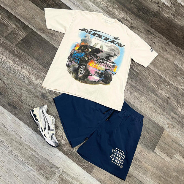 Hell Car Print T-Shirt Shorts 2-Piece Set