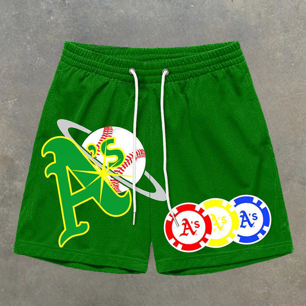 Trendy letter print track shorts