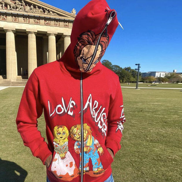 Street style printed long-sleeved zipper sweatshirt jacket