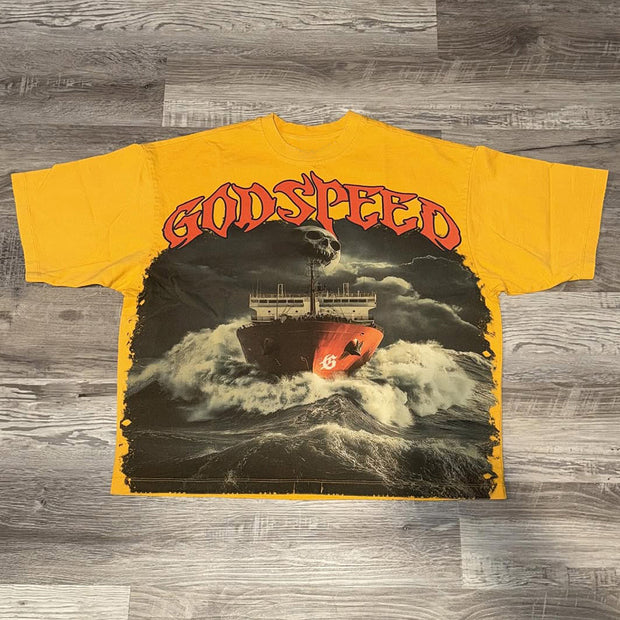 Godspeed Nautical Print Short Sleeve T-Shirt
