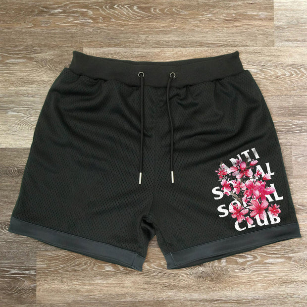 Vintage Art Print Fashion Mesh Shorts