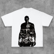 Character Portrait Letters Print Short Sleeve T-Shirt