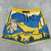 Color Contrast Casual Loose Sports Mesh Shorts