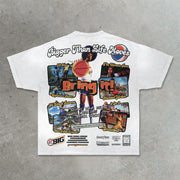 Street Basketball Print Cotton T-Shirt