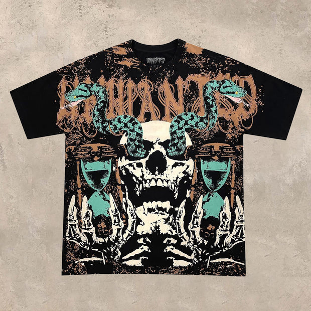 Fashion personality print skull T-shirt