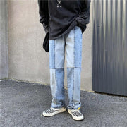 Stitched jeans men's design sense straight-leg trousers
