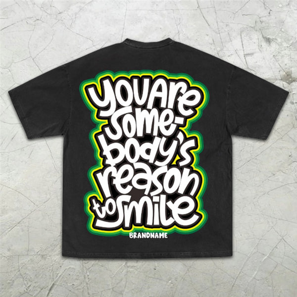 graffiti print short-sleeved T-shirt