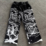 Renaissance casual street style wide-leg sweat pants