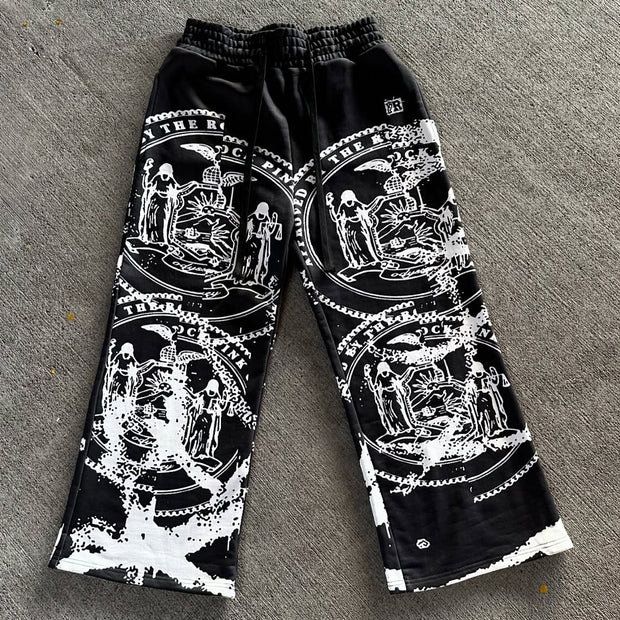 Renaissance casual street style wide-leg sweat pants