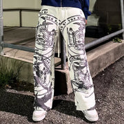 Renaissance casual street style wide-leg sweat pants
