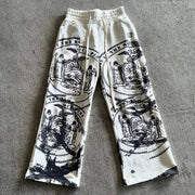 Renaissance casual street style wide-leg sweat pants