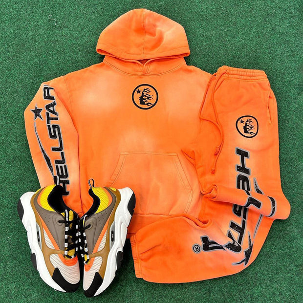 Fashion Letter Print Two Piece Hoodie Set