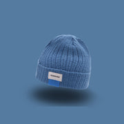 Letter double label woolen warm knitted hat