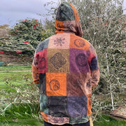 Colorblock retro ethnic fashion print jacket hooded casual jacket
