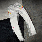 Fashionable contrasting ink-splashed print flared pants