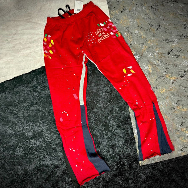 Fashionable contrasting ink-splashed print flared pants