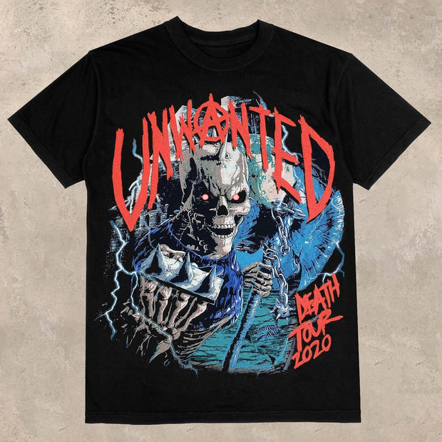 skull print crew neck T-shirt