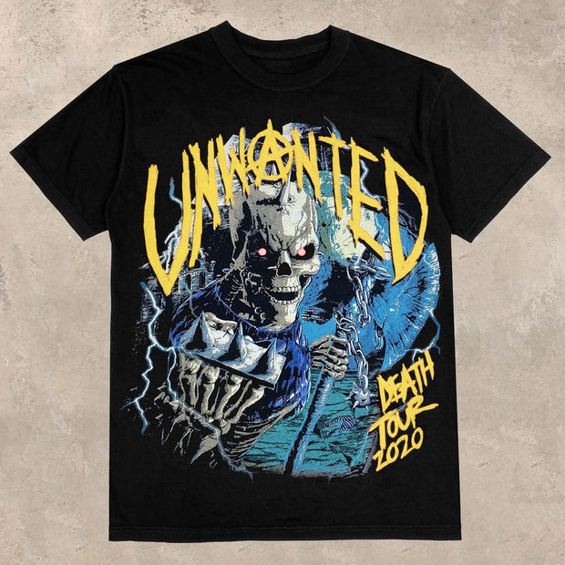 skull print crew neck T-shirt