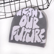 Lettering jacquard knitted hat