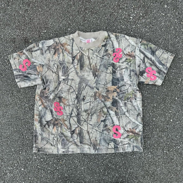 Camouflage crew neck print T-shirt