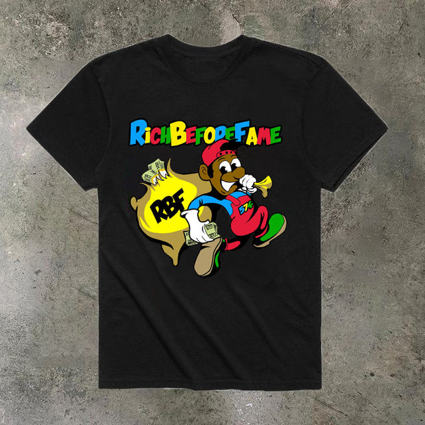 Rich Before Fame Print Short Sleeve T-Shirt
