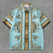 Beach Casual Retro Palace Print Loose Shorts Short Sleeve Suit