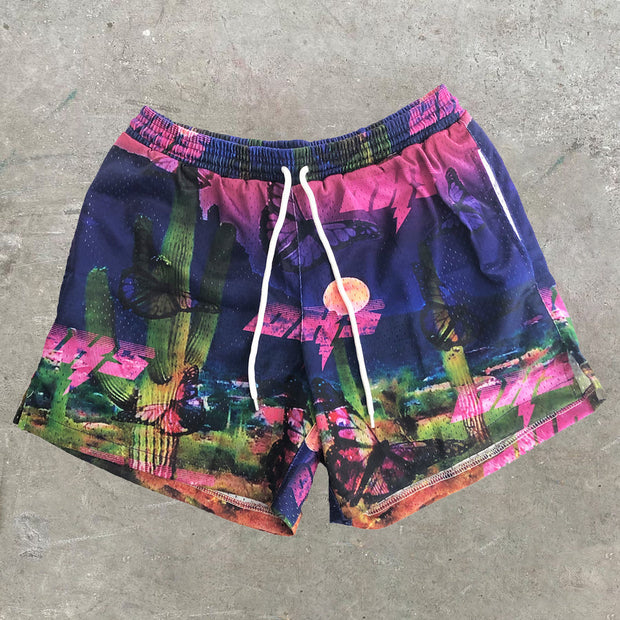 Street Style Desert Cactus Loose Stretch Shorts