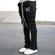 Slim fit flared trousers with vintage butterfly print