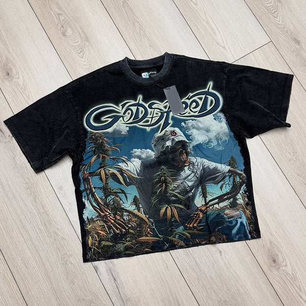 Washable Street Skull Print T-Shirt