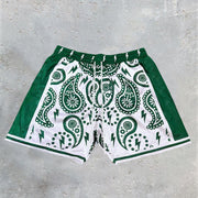 Personalized Street Style Colorblock Cashew Flower Casual Sports Shorts