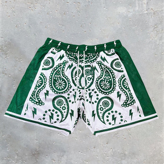Personalized Street Style Colorblock Cashew Flower Casual Sports Shorts