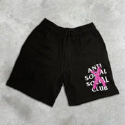 graphic print elastic shorts